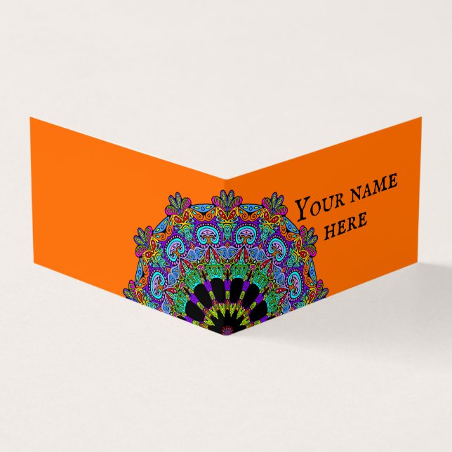 Cartão De Visita Manuscrito Mandala Relógio Face 24 (Exterior)