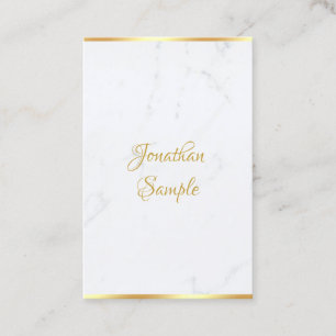 Cartão De Visita Manuscrito Script Elegant Classy Marble Dourado