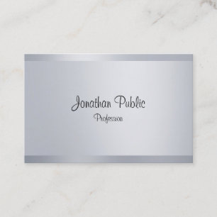 Cartão De Visita Manuscrito Script Modelo Modern Faux Silver