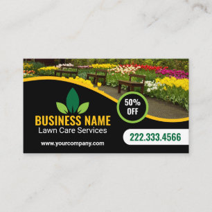 Cartão De Visita Manutenção de Paisagismo de Jardim Verde Amarelo