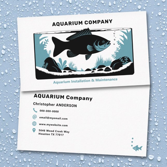 Cartão De Visita Manutenção e instalação do aquário (Aquarium Maintenance & Installation Business Card)