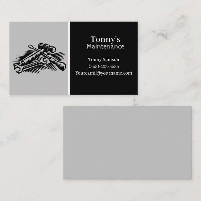 Cartão De Visita Manutenção Profissional E Carpinteiro Com Ferramen (Frente/Verso)