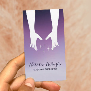 Cartão De Visita Mão De Terapia De Massagem Mãos De Spa Purple Om