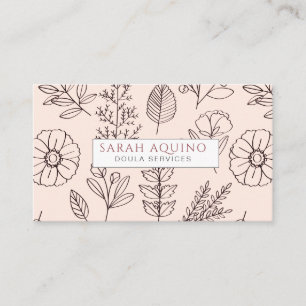 Cartão De Visita Mão Desenhada Floral Doodle Doula Birth Services