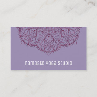 Cartão De Visita Mão Roxa Desenhou Mandala Simples Elegante