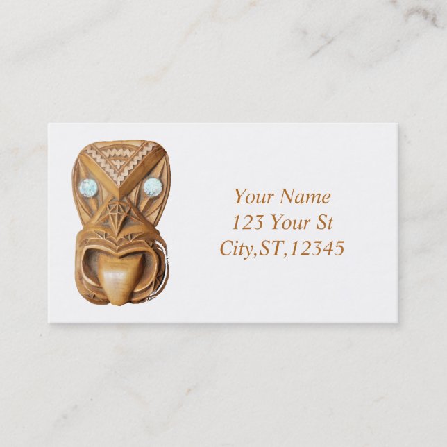 Cartão De Visita Maori Tiki Face Thunder_Cove (Frente)