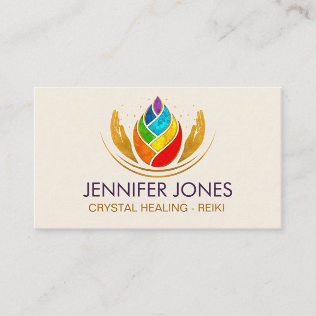Cartão De Visita Mãos cicatrizadas - Chakras - Lotus Petal (Frente)