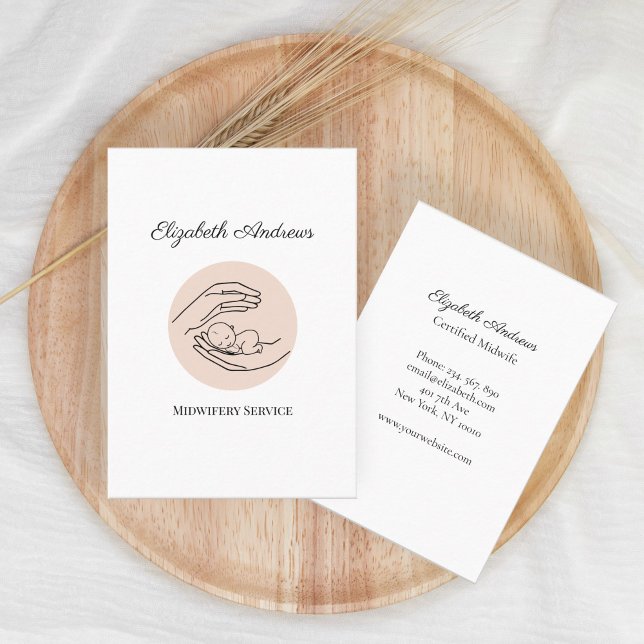 Cartão De Visita Mãos com uma ilustração de bebê, branco (Criador carregado)