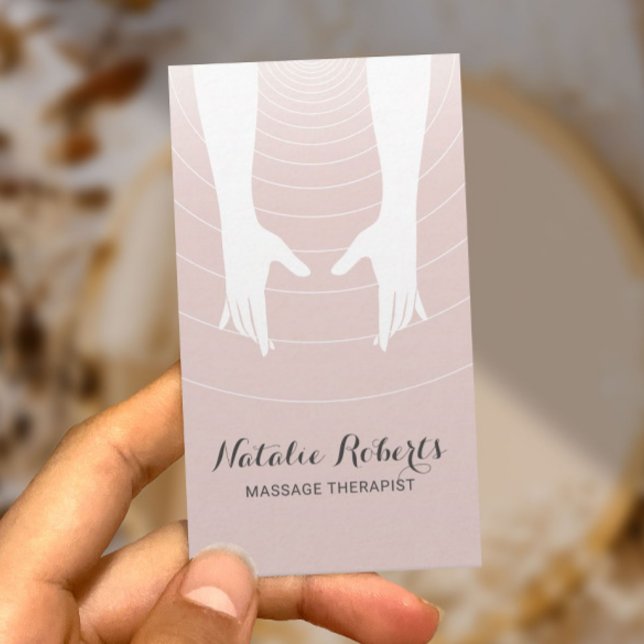 Cartão De Visita Mãos Reparadas Por Terapia De Massagem Spa Blush P (Criador carregado)