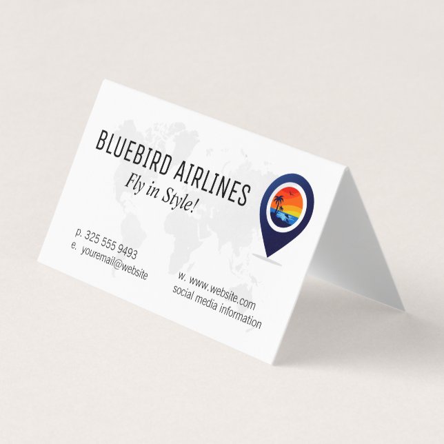 Cartão De Visita Map of the World | Tropical Island (Frente)