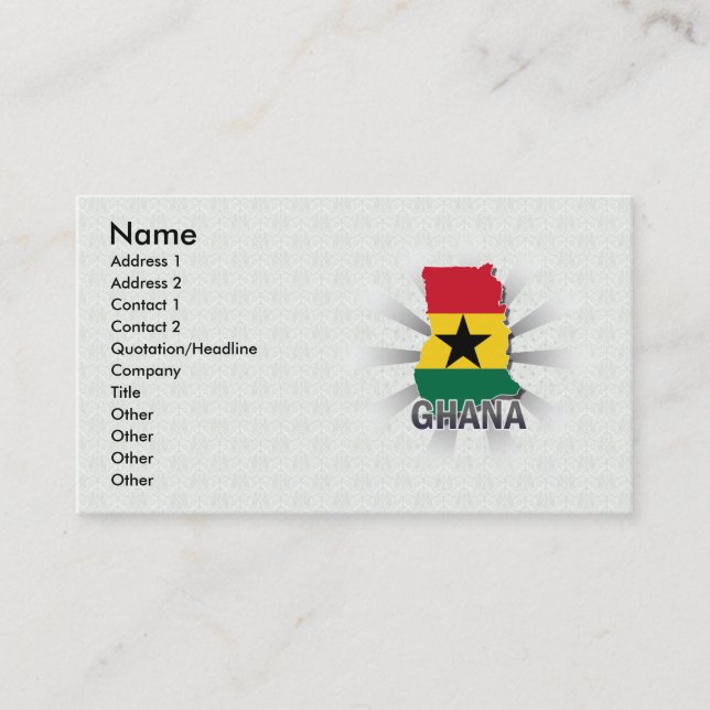 Cartão De Visita Mapa 2,0 da bandeira de Ghana (Frente)