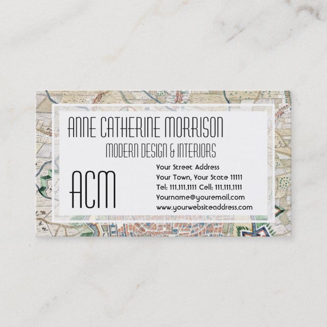 Cartão De Visita Mapa antigo da cartografia de Antuérpia (Frente)