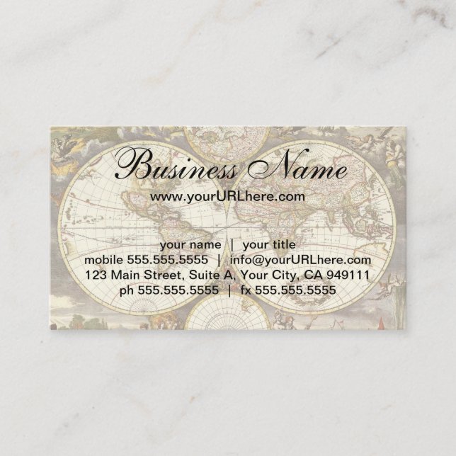 Cartão De Visita Mapa antigo de Frederick de Wit, c. 1680 (Frente)