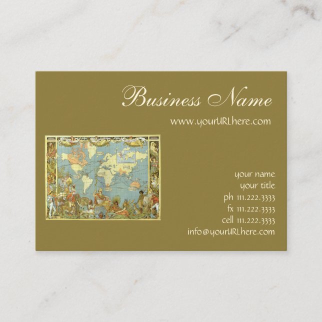 Cartão De Visita Mapa Antigo do Mundo do Império Britânico, 1886 (Frente)