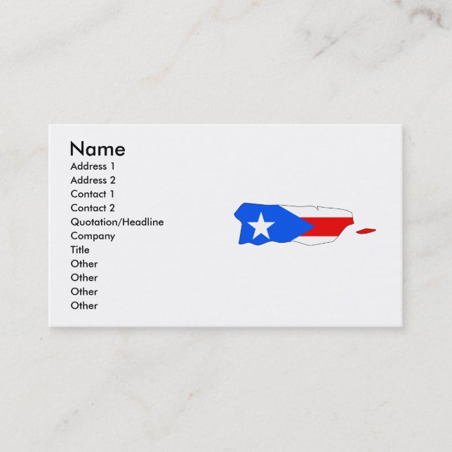 Cartão De Visita Mapa da bandeira de Puerto Rico (Frente)