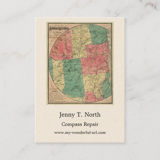 Cartão De Visita Mapa de Stoddard da Selvagem de Adirondack, 1883 (Frente)