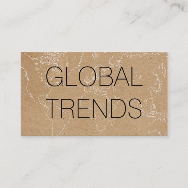 Cartão De Visita Mapa do Mundo (esboço) | Natural (Frente)