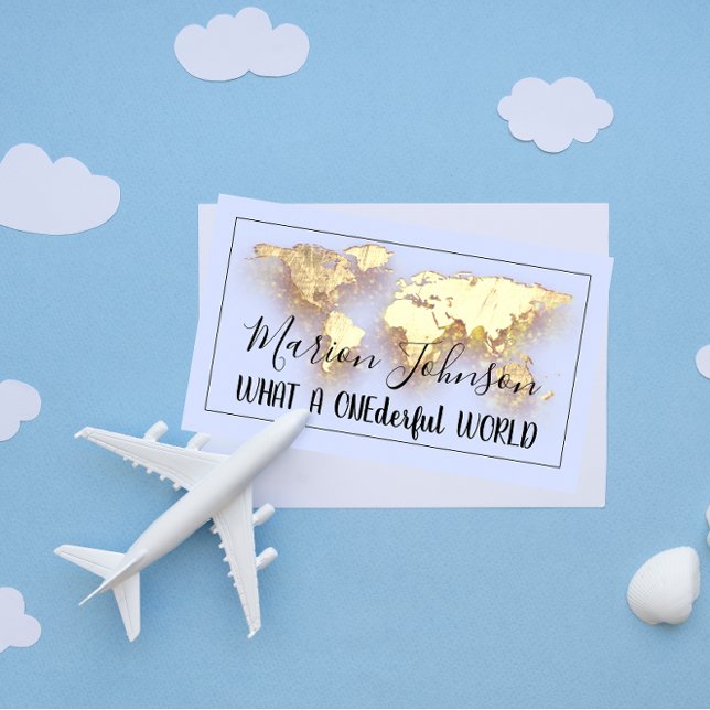 Cartão De Visita Mapa do Mundo Mapear Viagem Agência Dourado Logoti (Criador carregado)