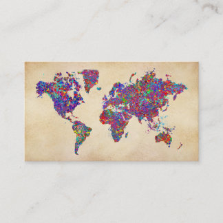 Cartão De Visita Mapa do mundo, pintura da ação