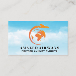 Cartão De Visita Mapa Global   Avião Voando
