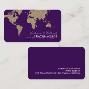 Cartão De Visita Mapa Internacional do Mundo do Agente de Viagem In