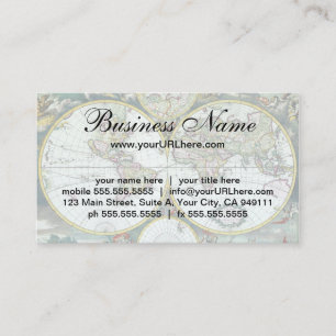 Cartão De Visita Mapa Mundial Antiquado do Século XVII, Frederick D