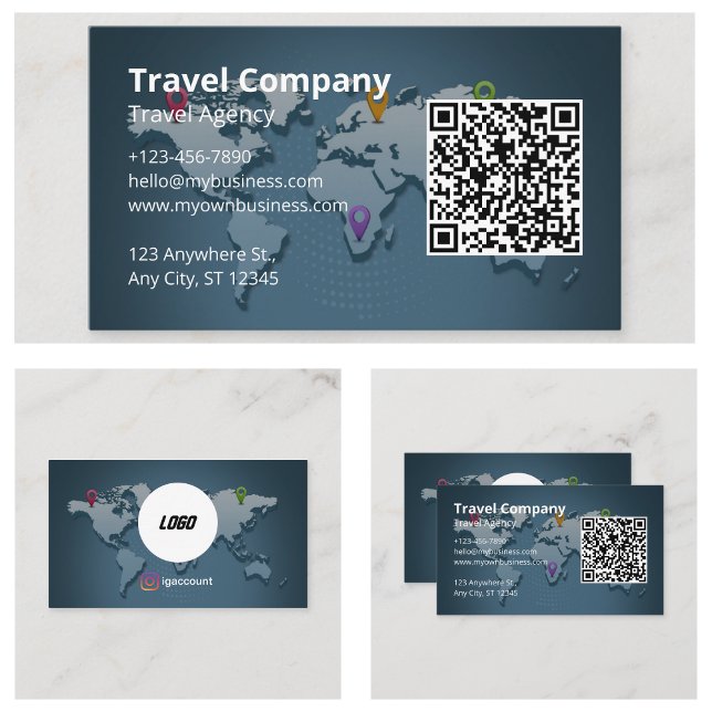 Cartão De Visita Mapa Mundial da Agência viagem (Travel Agency World Map Business Cards
)