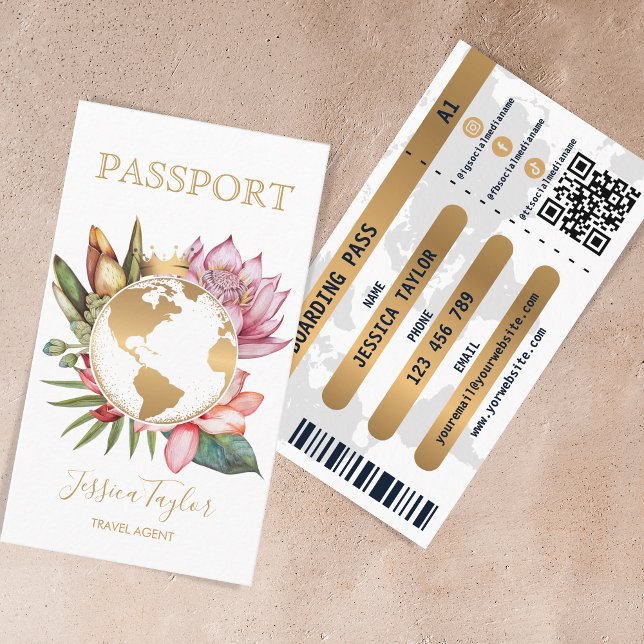 Cartão De Visita Mapa Mundial de Embarque da Agência do Passport Vi (Criador carregado)