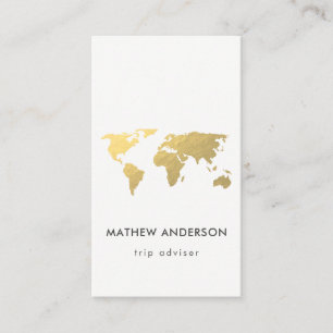 CARTÃO DE VISITA MAPA MUNDIAL DO ELEGANTE FAUX KRAFT DOURADO PERSON