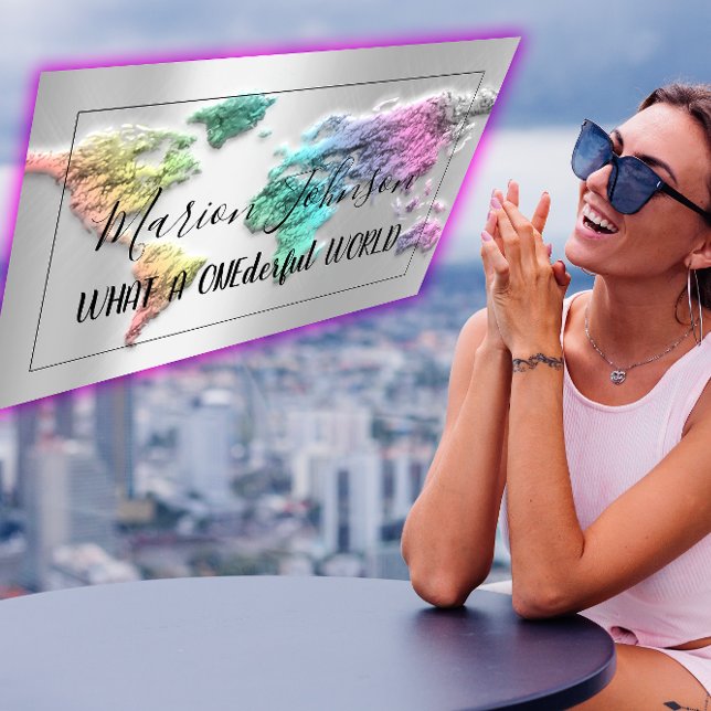 Cartão De Visita Mapa Mundial do Mundo Agência de Viagem da Agência (World Map Globe Map Travel Agency Silver Mermaid Business Card)