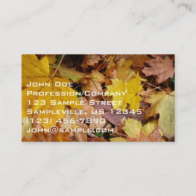 Cartão De Visita Mapeamento de Fallen Deixa Natureza Amarela do Out (Frente)