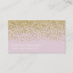 Cartão De Visita Maqueamento do cabelo brilhante, rosa e Dourado