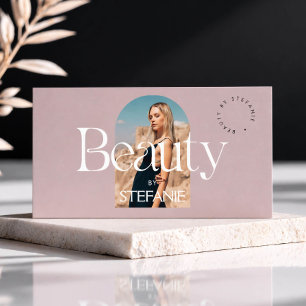 Cartão De Visita Maquiador de Salão de Beleza Moderno Blush Mauve
