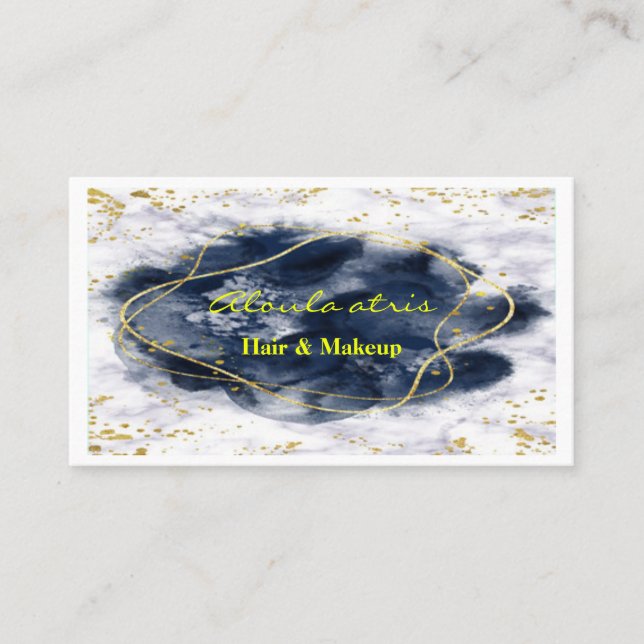 Cartão De Visita maquiadora Abstrato de dourada-mármore (Frente)