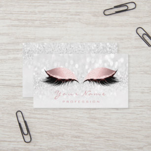 Cartão De Visita Maquiagem Artista Lashes Brilho Cinza Cor-de-rosa
