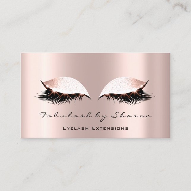 Cartão De Visita Maquiagem Artista Olhos Lashes Brilhantes Rosa Ros (Frente)