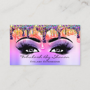 Cartão De Visita Maquiagem Artista Ouro Eyelash Roxo