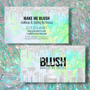 Cartão De Visita Maquiagem Artista Silver Glitter Drivers Holograma