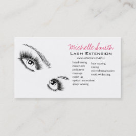 Cartão De Visita Maquiagem Chic de Eyelashes Preto e Branco Minimal