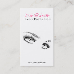 Cartão De Visita Maquiagem Chic de Eyelashes Preto e Branco Minimal