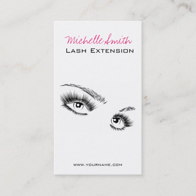 Cartão De Visita Maquiagem Chic de Eyelashes Preto e Branco Minimal (Frente)
