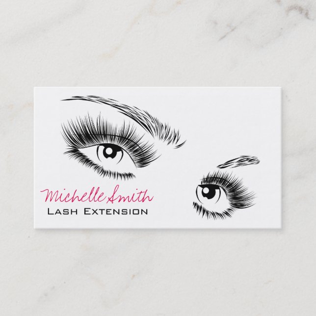 Cartão De Visita Maquiagem Chic de Eyelashes Preto e Branco Minimal (Frente)
