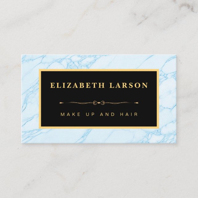 Cartão De Visita Maquiagem Chic Salão de Cabelo Artista Aqua Azul M (Frente)