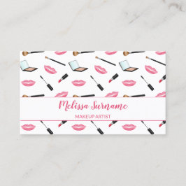 Cartão De Visita Maquiagem Com Lábios Rosa Maquiador Personalizado