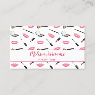 Cartão De Visita Maquiagem Com Lábios Rosa Maquiador Personalizado