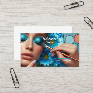 Cartão De Visita Maquiagem com Sombra Azul Glamourosa para Olhos