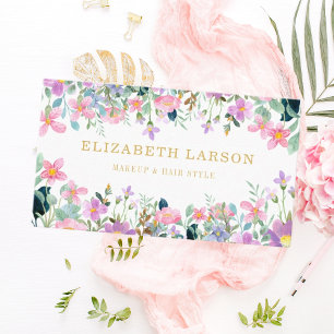 Cartão De Visita Maquiagem de Cabelo Artista de Bela Floral Elegant