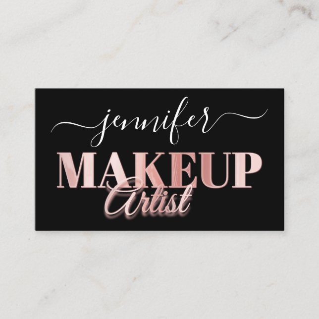 Cartão De Visita Maquiagem de código QR Artista Dourado Confetti Ro (Frente)