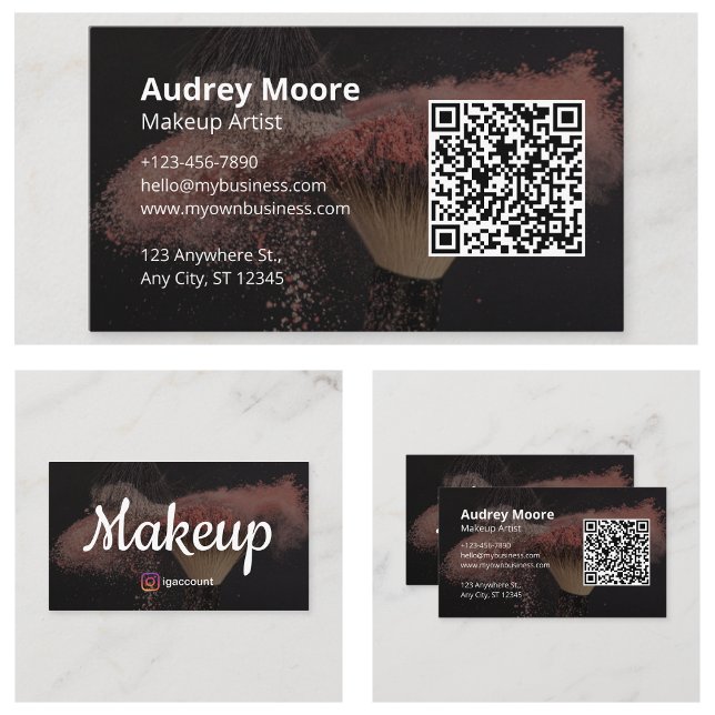 Cartão De Visita Maquiagem de código QR profissional (Professional QR Code Makeup Business Card
)