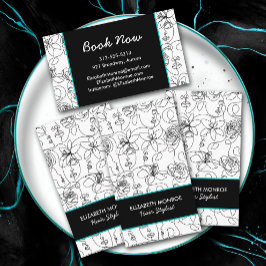 Cartão De Visita Maquiagem de Stylist de Cabelos Flores e Faces